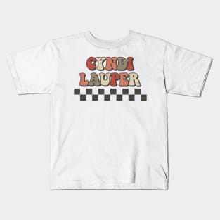 Cyndi Lauper Checkered Retro Groovy Style Kids T-Shirt